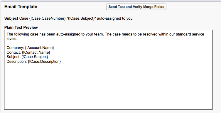 Salesforce Text Email Template