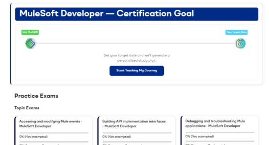 MuleSoft Developer practice exam page